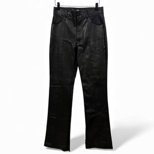 Zara Black Faux Leather Flare Pants-Size Medium
